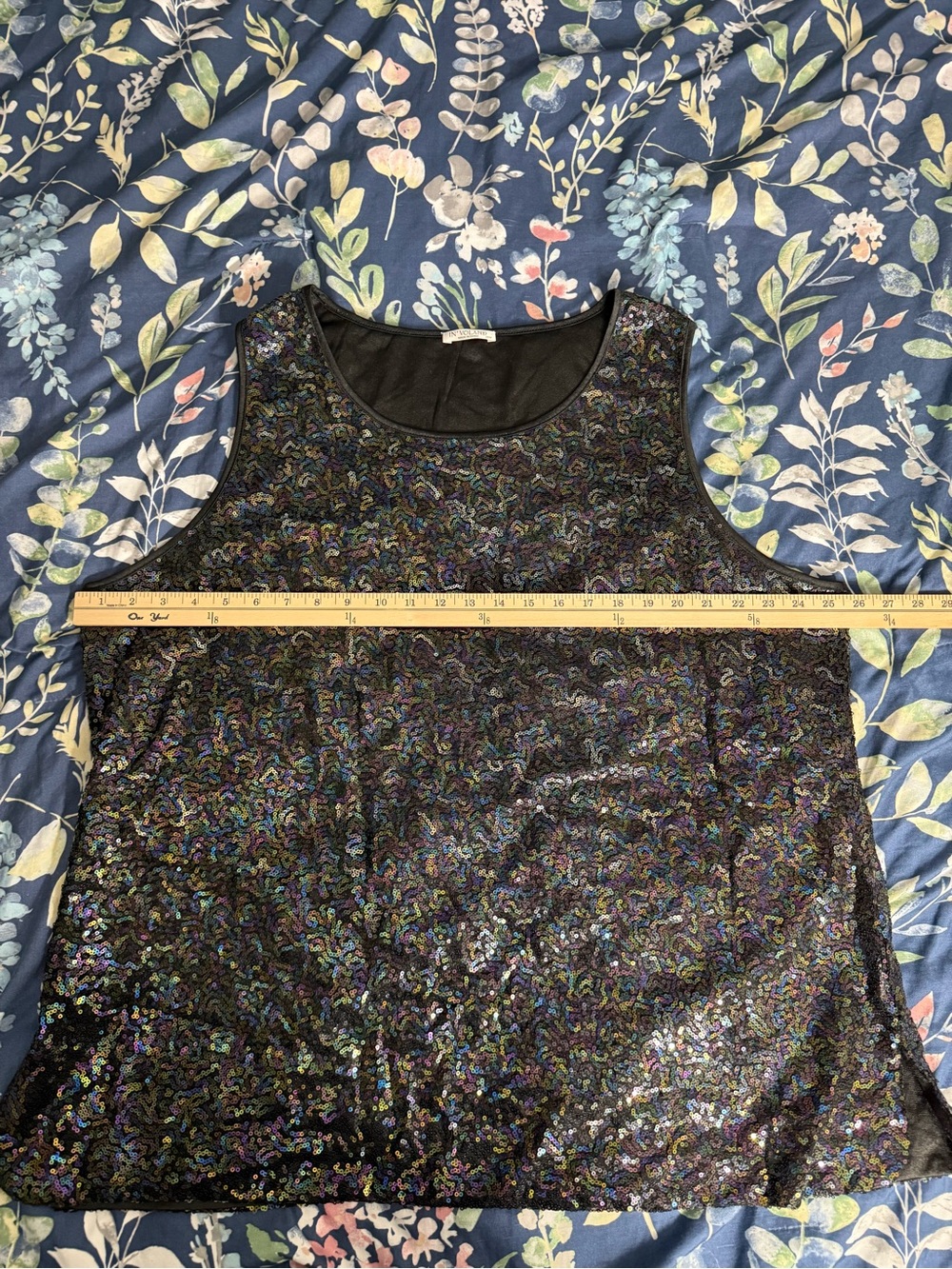 Women’s Black Iridescent Sequin Tank Top Plus Size 24W - Picture 6 of 8